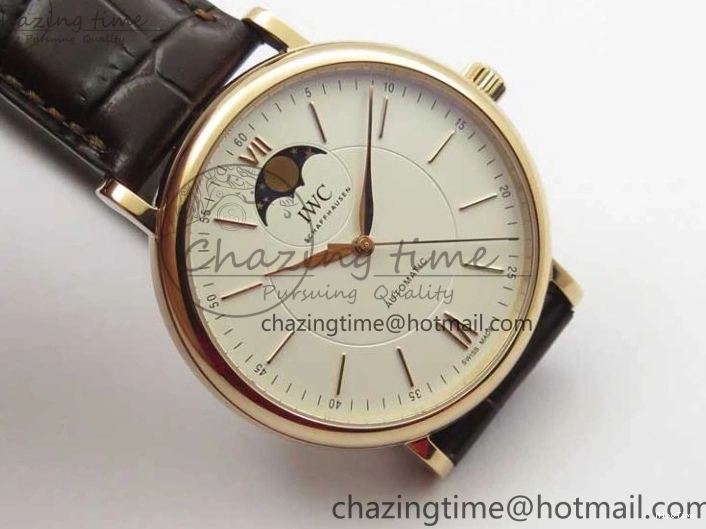 MIROTIME 0415 Stylish Portofino IW459402 RG MKS 1:1 Best Edition White Dial on Brown Leather Strap Miyota 7084